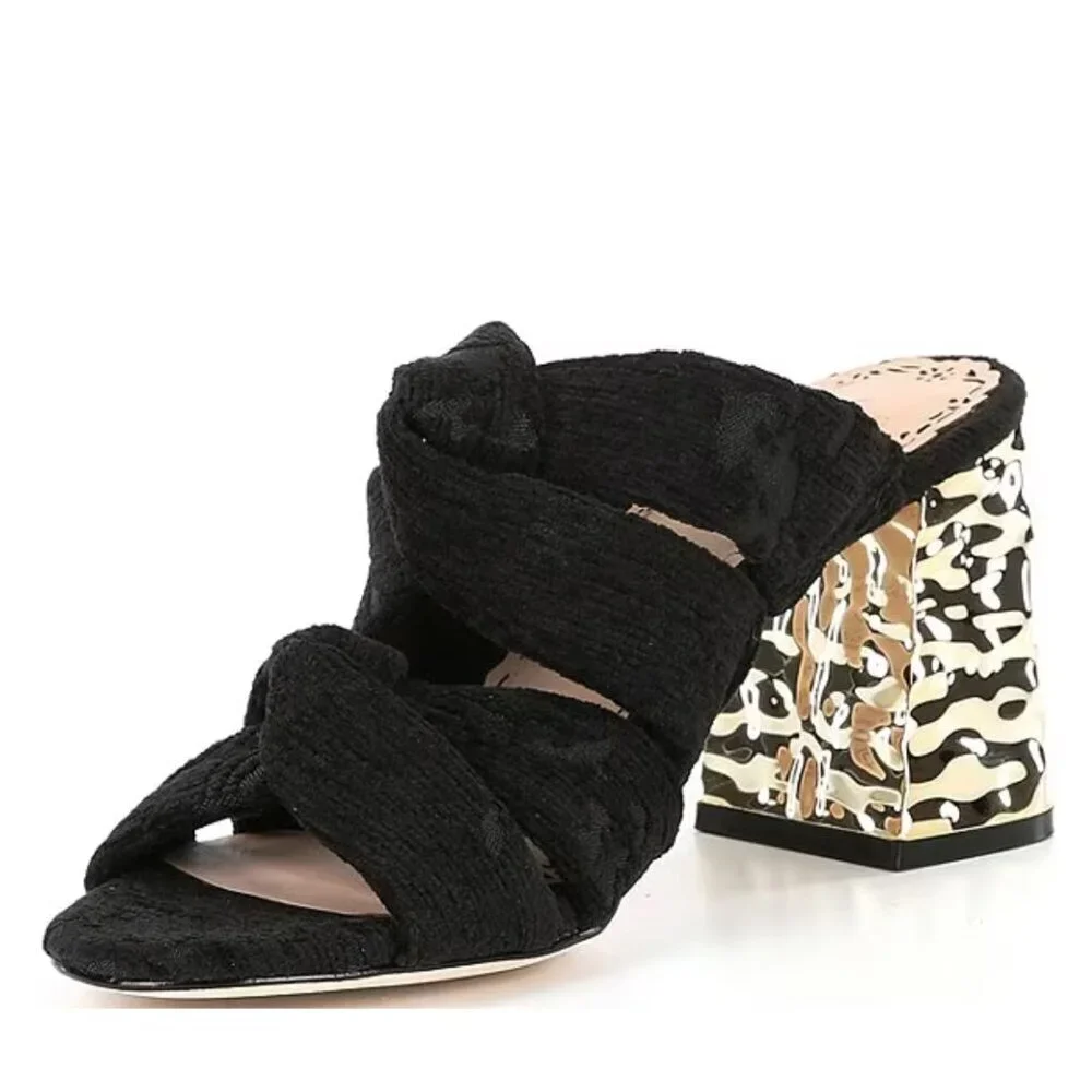 NEW Muse by Marchesa Iris Velvet Knotted Dress Slide Sandals in Black